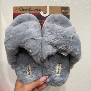 Dearfoams Soft Gray Memory Foam Slippers